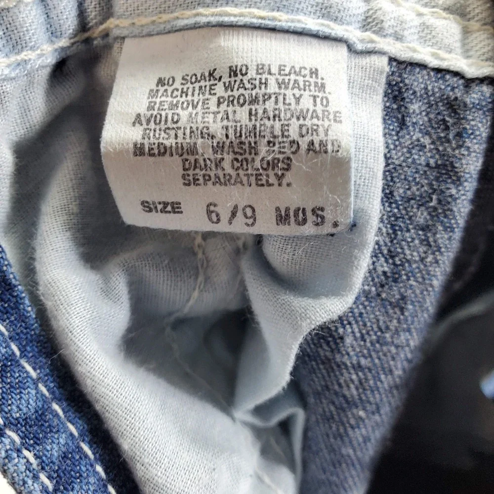 OshKosh B'gosh Denim Overalls Baby 6/9M Blue Vintage USA Made‎ Vestbak Classic